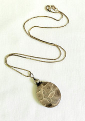 VTG Petoskey Stone Pendant Sterling Silver Necklace Fossilized Coral Jewelry