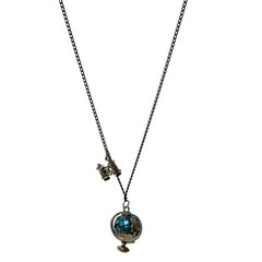 Vintage Globe Pendant Necklace Binoculars Charm Traveler Hiker Adventure
