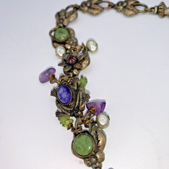 La Contessa Mary DeMarco Vintage Pewter Frog Whimsical Charm Statement Necklace