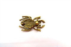 Vintage JEWELED & ENAMEL BEETLE BROOCH PIN 1 3/4″ Tall Costume Jewelry Estate