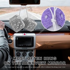 MUQIDA Fuzzy Plush Dice for Car Mirror, 3 Inch 3.0 x x inches, Grey