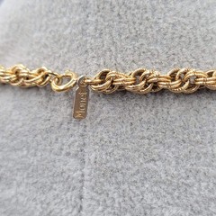 Vintage Monet Filigree Pendant Necklace Brushed Gold Plated Rope Chain 26″