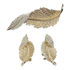 Sarah Coventry Pin & Clip Earrings 1961 Rhinestone Fashion Leaf Collection