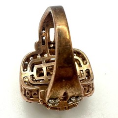 SJ 925 sterling silver gold vermeil clear champagne CZ cocktail ring size 7