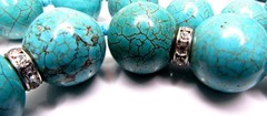 Vintage Turquoise Howlite Necklace BIG Bead Long Heavy