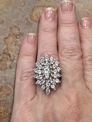 PANETTA Sterling Silver Rhinestone Cocktail Ring Size 7.75 Vintage Original Box