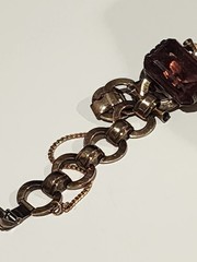 VINTAGE GOOD QUALITY TRIFARI? KATZ? 1/20 12KT GF AMETHYST GLASS BRACELET