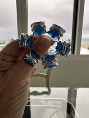 Sterling & Blue Lucite Brooch Pin AND Dress Clip Uncas Mfg. Co MCM Deco Design 2