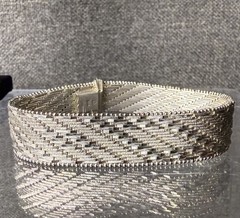 Vintage Sterling Silver Mesh Link Bracelet 7.5”