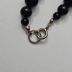 Vintage Black and Off-White Beaded Statement Pendant Necklace