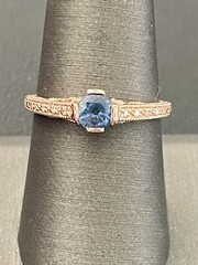 14KT Rose Gold 0.66CT Blue Sapphire 0.12CTW Diamond Ring Size 8.25 (PB332)