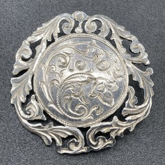 9.2 Grams Antique Art Nouveau 935 Sterling Silver Floral Flower Brooch Pin
