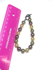 Lovely Vintage Sterling Silver Clasp Lavender Yellow Green Acrylic Bead Bracelet