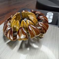 Vintage 1960s Enamel Flower Brooch Pin Brown Mustard Yellow Black 1.5”