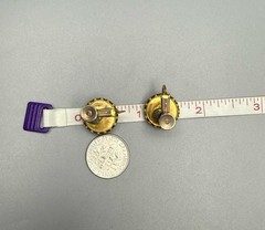 Miriam Haskell Vtg Faux Pearl Clip On Earrings Hinged Screw Back Adjustable .59”