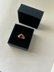 Vintage Red Cubic Zirconia Ring Gold Plated Womens Size 8.5