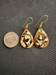 Vtg 50s Inga Carlson Mid Century Modern Enamel Copper Earring And Brooch Set