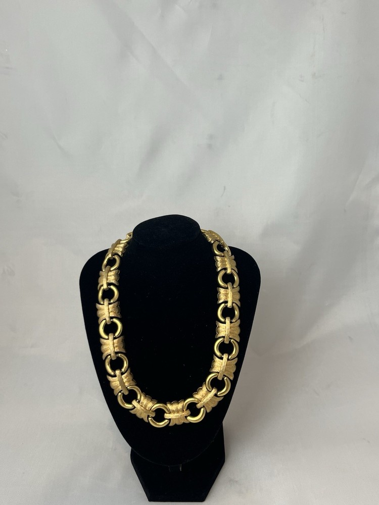 Vintage Gold Tone Anne Cline Statement Link Necklace