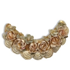 Vintage 1940s 1950s Sea Shell Floral Brooch Half Moon Crescent