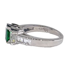 Vintage GIA 2.46ctw Natural Green Cushion Cut Tsavorite Diamond Platinum Ring