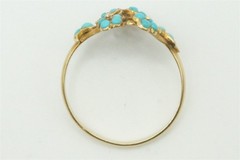 ANTIQUE 18K GOLD TURQUOISE GIARDINETTO / FLOWER RING c1820