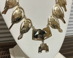 Wild Bryde Field Guide Song Bird Watcher Necklace Gold Tone Rare Vintage 25″