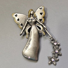 IMAGINE Winter Fairy Angel Pewter Rhinestone Brooch Pin DD Patricia Darling Dash