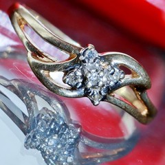 10k yellow gold ring natural diamond size 4.5 swirl vintage handmade 1.10g N3721