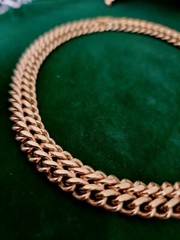 VINTAGE MONET MONDERNIST GOLD TONE CHAIN CHOKER NECKLACE 15″ Good Quality