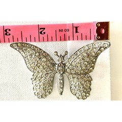 Rhinestone Butterfly Brooch with Rair of Rhinestone Clip On Earrings Set Glam