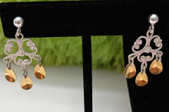 Vintage Finnish ARU Sterling Silver Filigree Necklace & Earring Set Sundrop