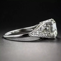 3Ct Art Deco Style Lab Created Diamond Engagement Wedding 14k White Gold FN Ring