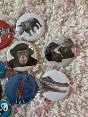 14 Pc Vintage Pinback Buttons Animals Metal Cute Backpack Decor Jackets Collect