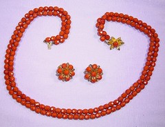 Double Strand ☆ Round Faceted ☆ Terracotta ☆ Glass Bead ☆ Necklace & Earrings