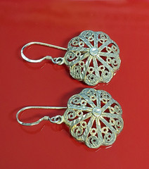 925 MD Vermeil Filigree Drop Earrings 1.5in Sterling Silver 5g Gold Wash Estate