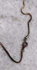 Vintage pendant with chain, golden tone metal