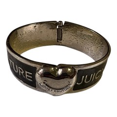 Juicy Couture Vintage Y2K Black and Silver Heart Bracelet