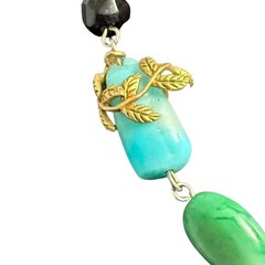 Vintage-style Necklace Leaf Multicolor Beaded Faceted Gold Tone 16.5-17 inches