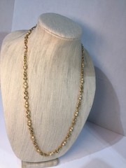 Lovely 28″ Gold Tone Metal Twisted Infinity Chain & Faux Pearl Necklace!