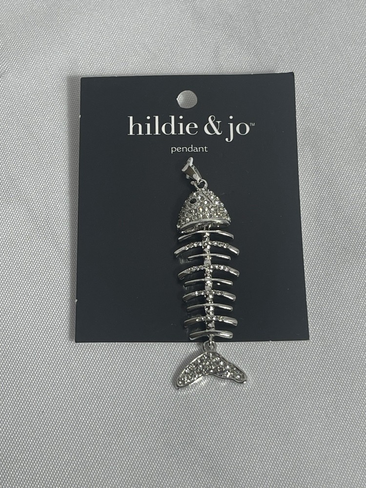 Hildie & Jo Silver Fishbone Pendant NWT Silver Unique Fish Necklace Jewelry