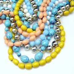 Vintage Jewelry Lot 6 Very Long Bead Necklaces Various Colors