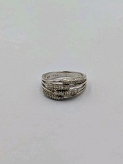 PGDA Vintage Sterling Silver Diamond Quadruple Split Band Cocktail 925 Ring Sz 7