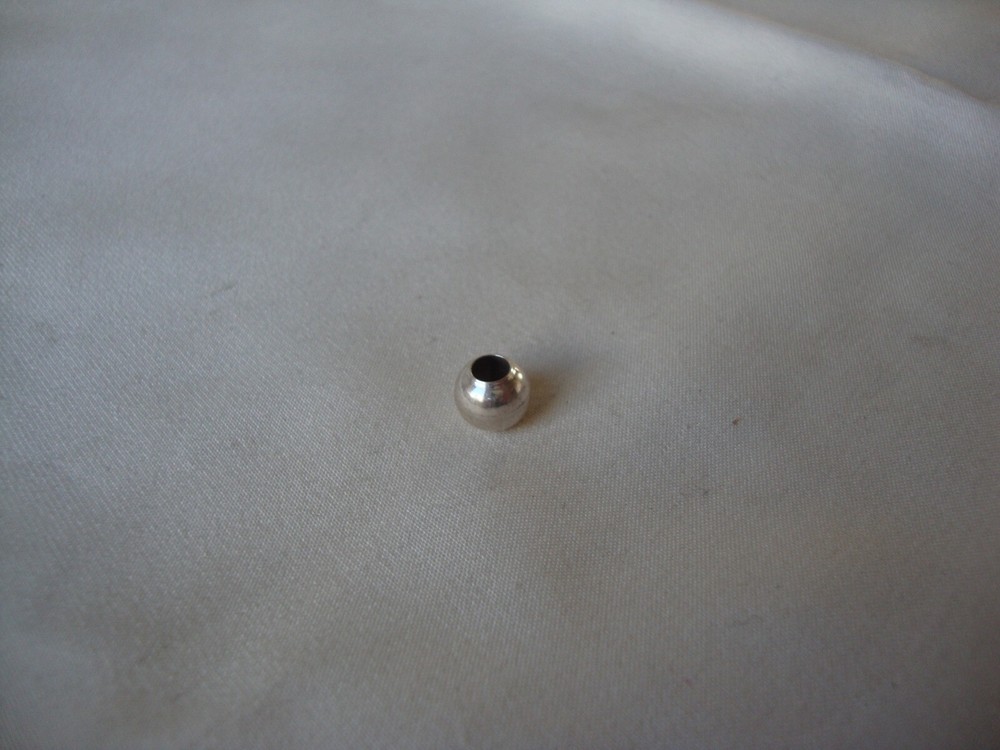 VINTAGE 1980s 8MM ROUND STERLING SILVER 925 FINE CRAFT BEAD W/ 3MM HOLE