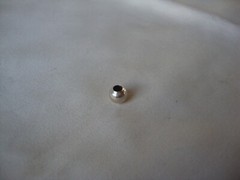 VINTAGE 1980s 8MM ROUND STERLING SILVER 925 FINE CRAFT BEAD W/ 3MM HOLE