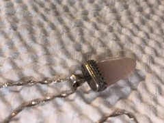 Woman’s Vintage Sterling Silver Necklace With Pink Quartz Pendant Signed 925