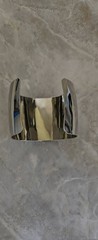Silver Tone Rhinestone Wide Open Slide Cuff Bracelet Maximalist Modern Vintage
