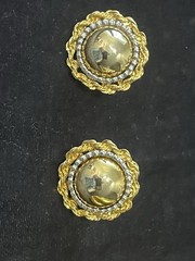Vintage 80s Chunky Gold Tone Twist Bracelet And Statement Pierced Earrings Set