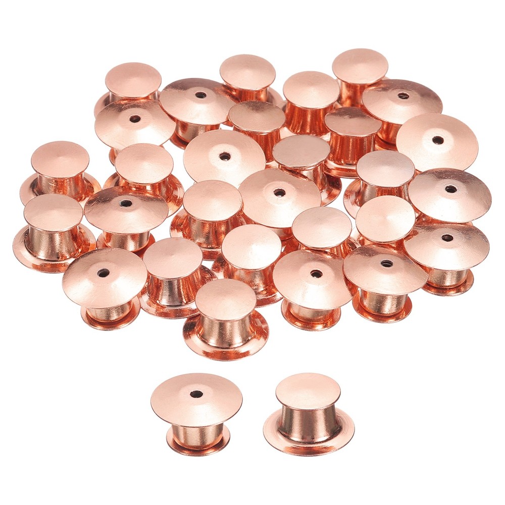 40Pcs Metal Locking Pin Backs, Pin Keepers Locking Clasp, Rose Gold