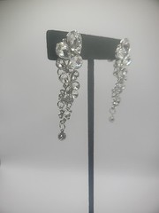 Vintage Chandelier Earrings Crystal Clip On Huggie Dangle Drop Jewelry Costume