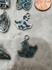 Lot Of 11 Vintage Native American Turquoise & Sterling Silver Charms Pendants